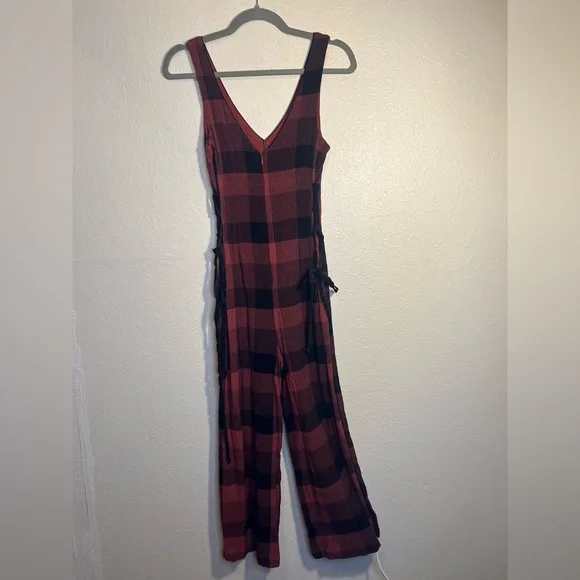 Anthro Ett:twa Plaid Check Wide-leg Jumpsuit - Picture 6 of 9